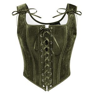 4922 Corset Tops Renaissance Lace Up Corset Plus Size Fishbone Velvet